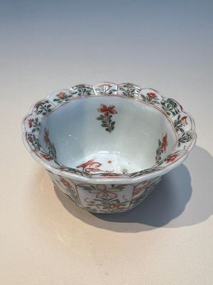 Three sets of Chinese famille verte cups and saucers with birds and flowers, various marks, Kangxi — photo 10