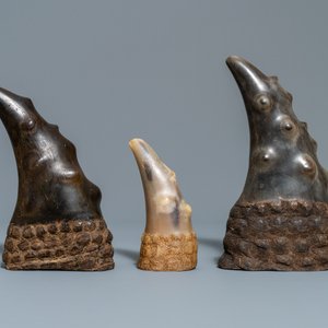 Three Sùng tê giac or scholar's objects in buffalo horn, Vietnam, 19th C. — 照片 4