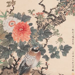 Tian Shiguang 田世光 (1916-1999): 'Oiseaux et fleurs', encre et couleur sur papier — photo 2