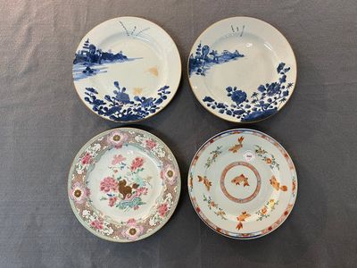 Tien Chinese blauw-witte, famille rose en verte borden, Kangxi en later — foto 3