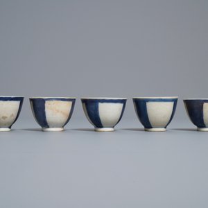 Tien Chinese blauw-witte koppen, een stem cup en een kom, Hatcher en Vung Tao scheepswrakken, Transitie en Kangxi — foto 13