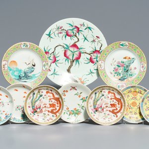 Tien Chinese famille rose borden en schotels, 19/20e eeuw — foto 1