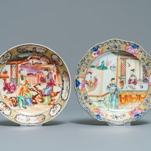 Tien stukken Chinees famille rose theegoed met mandarijns decor, Qianlong — foto 3