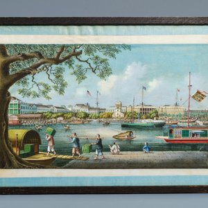 Tingqua (Canton, ca. 1809-1870), studio of: View on the Canton waterfront, gouache on pith paper, ca. 1855 — 照片 2