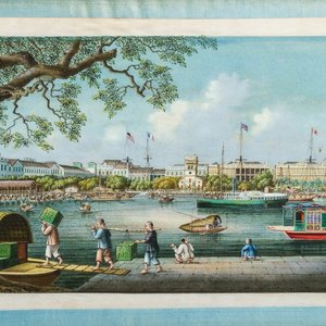 Tingqua (Canton, ca. 1809-1870), studio: Zicht op Canton, gouache op rijstpapier, ca. 1855 — foto 1