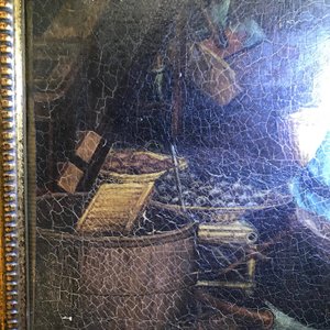 Tingqua (Canton, ca. 1809-1870): Theescène in de stal, olie op doek, gesign. r.o. — foto 7