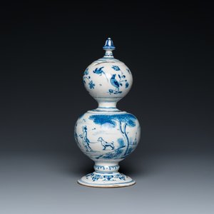 Tirelire de forme double gourde en faïence de Delft en bleu et blanc, datée 1732 — photo 5