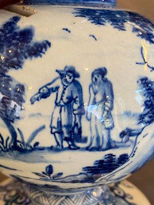 Tirelire de forme triple gourde en faïence de Delft en bleu et blanc, début du 18ème — photo 8