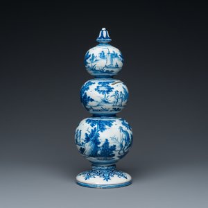 Tirelire de forme triple gourde en faïence de Delft en bleu et blanc, début du 18ème — photo 8