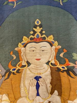 Tissage en soie de type kesi figurant 'Bouddha assis sur un trône de lotus', Chine, Qing — photo 2
