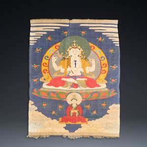 Tissage en soie de type kesi figurant 'Bouddha assis sur un trône de lotus', Chine, Qing — photo 2