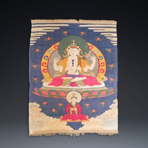 Tissage en soie de type kesi figurant 'Bouddha assis sur un trône de lotus', Chine, Qing — photo 3