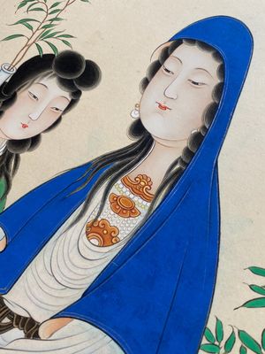 Toegeschreven aan Ren Xun 任薰 (1835-1893): 'Bodhisattva met dienaars', inkt en kleur op papier — foto 8