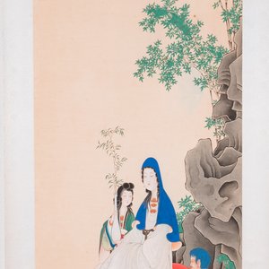 Toegeschreven aan Ren Xun 任薰 (1835-1893): 'Bodhisattva met dienaars', inkt en kleur op papier — foto 2