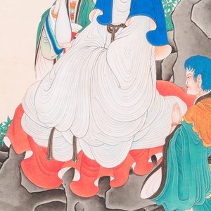Toegeschreven aan Ren Xun 任薰 (1835-1893): 'Bodhisattva met dienaars', inkt en kleur op papier — foto 5