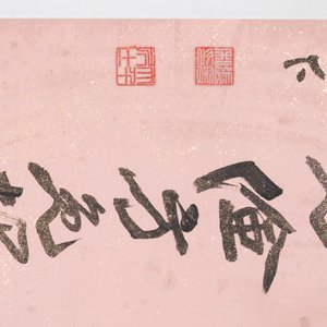 Toegeschreven aan Zhang Daqian 張大千 (1898-1983): 'Twee verticale kalligrafische werken', inkt op papier met goudspatten — foto 23