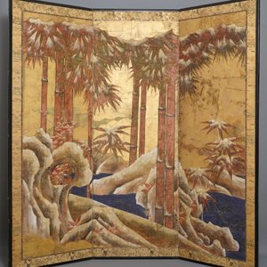 Tosa school, Japan, 16/17th C., a screen with ink, colour and gold on paper: a shore with bamboo and rocks — photo 9