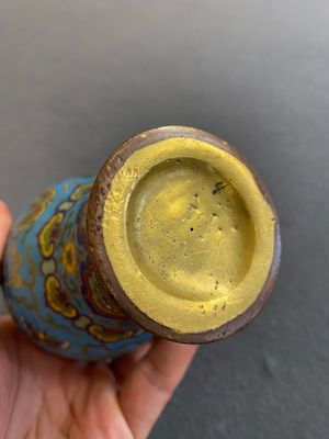 Très beau vase en émaux cloisonnés à fond turquoise, Chine, Qianlong — photo 11