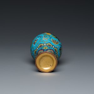 Très beau vase en émaux cloisonnés à fond turquoise, Chine, Qianlong — photo 6