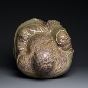 Très grande figure de Bouddha en grès porcelaineux à émail flambé dite 'de Shiwan', 18/19ème — photo 8