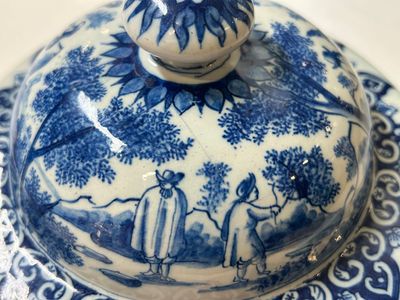 Très rare pot à posset en faïence de Delft en bleu et blanc, début du 18ème — photo 6