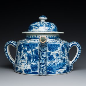 Très rare pot à posset en faïence de Delft en bleu et blanc, début du 18ème — photo 3