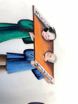 Trois albums et deux peintures sur papier de riz cadrées à décor des personnages, de la faune et de la flore, Chine, Tak Shang Saihing — photo 43