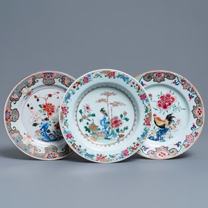 Trois assiettes en porcelaine de Chine famille rose, Yongzheng/Qianlong — photo 1