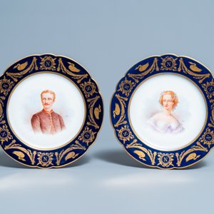 Trois assiettes en porcelaine de Sèvres aux portraits de Napoleon, Eugenie et Louis-Napoleon, France, 19ème — photo 4