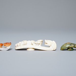 Trois boucles de ceinture en jade sculpté, Chine, 19ème — photo 2