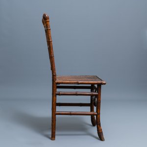 Trois chaises et un fauteuil en bambou de style japonisant, attribué à Daï Nippon, Paris, fin du 19ème — photo 23