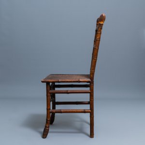 Trois chaises et un fauteuil en bambou de style japonisant, attribué à Daï Nippon, Paris, fin du 19ème — photo 25