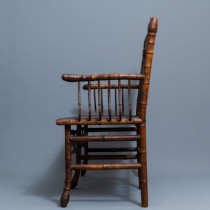 Trois chaises et un fauteuil en bambou de style japonisant, attribué à Daï Nippon, Paris, fin du 19ème — photo 5