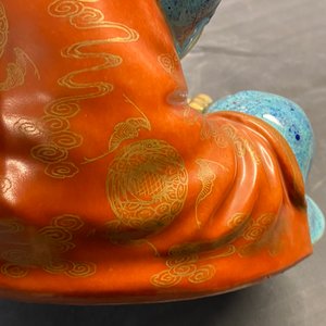 Trois figures de Bodhisattva en porcelaine de Chine aux émaux robin's egg et dorés, Qianlong/Jiaqing — photo 68