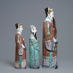 Trois figures des Trois Étoiles du Bonheur en porcelaine de Chine famille rose, 19/20ème — photo 3
