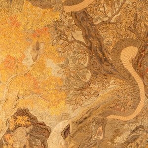 Trois grands panneaux en broderie de soie à décor de paysages, Japon, Meiji, 19ème — photo 16