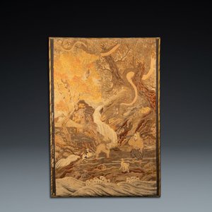 Trois grands panneaux en broderie de soie à décor de paysages, Japon, Meiji, 19ème — photo 5