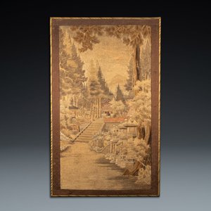Trois grands panneaux en broderie de soie à décor de paysages, Japon, Meiji, 19ème — photo 8