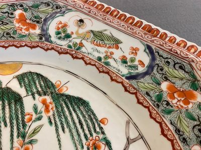Trois grands plats de forme octogonale en porcelaine de Chine famille verte, Kangxi — photo 6