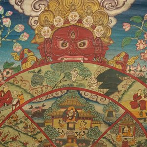 Trois grands thangkas à décors divers, Nepal ou Tibet, 19/20ème — photo 5