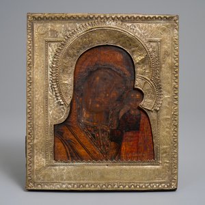 Trois icônes russes: 'La Mère de Dieu' ou 'Theotokos', 19ème — photo 5