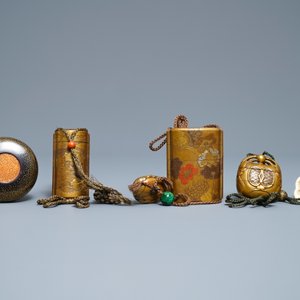 Trois inros avec netsuke et une boîte couvert en laque, Japon, Meiji, 19ème — photo 2