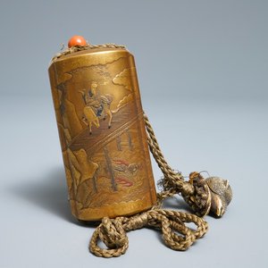 Trois inros avec netsuke et une boîte couvert en laque, Japon, Meiji, 19ème — photo 10