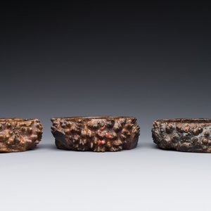 Trois lave-pinceaux en bois de ronce, Chine, 19ème — photo 2