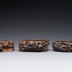 Trois lave-pinceaux en bois de ronce, Chine, 19ème — photo 3