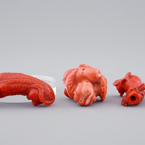 Trois oeuvres en corail rouge incl. une tabatière, Chine, 19/20ème — photo 6