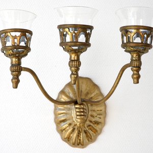 Trois paires d'appliques murales en bronze et laiton, 18ème — photo 3
