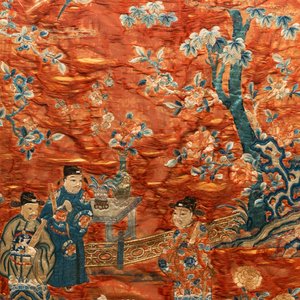 Trois panneaux de broderie de soie chinoise à décor d'une audience impériale, 19ème — photo 2