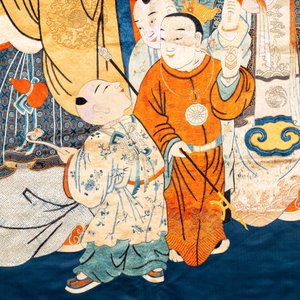 Trois panneaux en soie brodée à décor figuratif, Chine, 19/20ème — photo 15