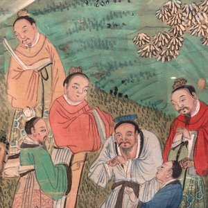Trois peintures chinoises sur textile: 'Aux bords des rivières', 18/19ème — photo 17